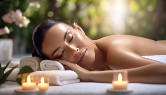 woman with glowing skin in a serene spa setting